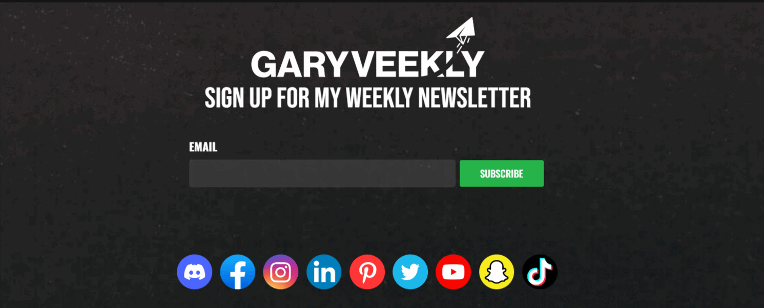 Gary Vaynerchuk newsletter signup form