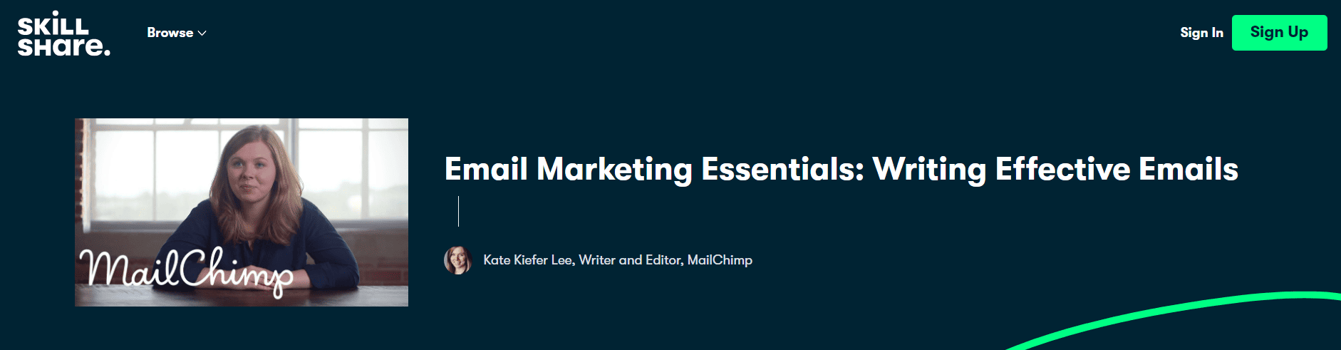 Mailchimp email course on Skillshare