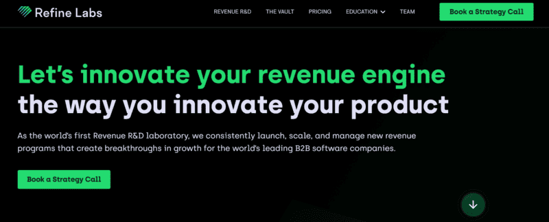 Image screenshot of Refine Labs SaaS marketing agency website