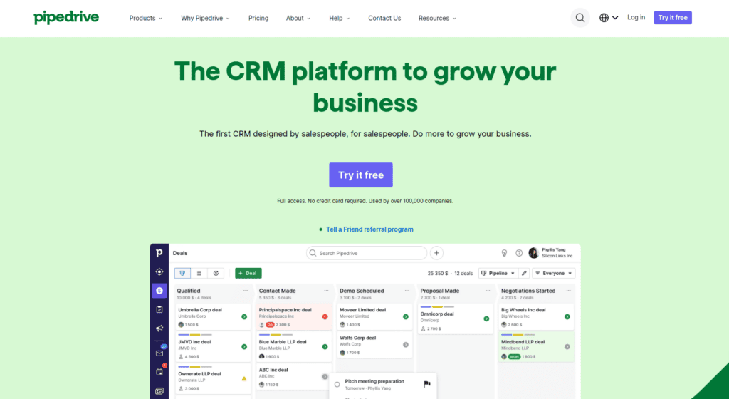 HubSpot alternatives -- Pipedrive CRM
