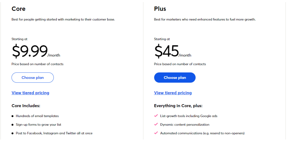 Constant Contact pricing