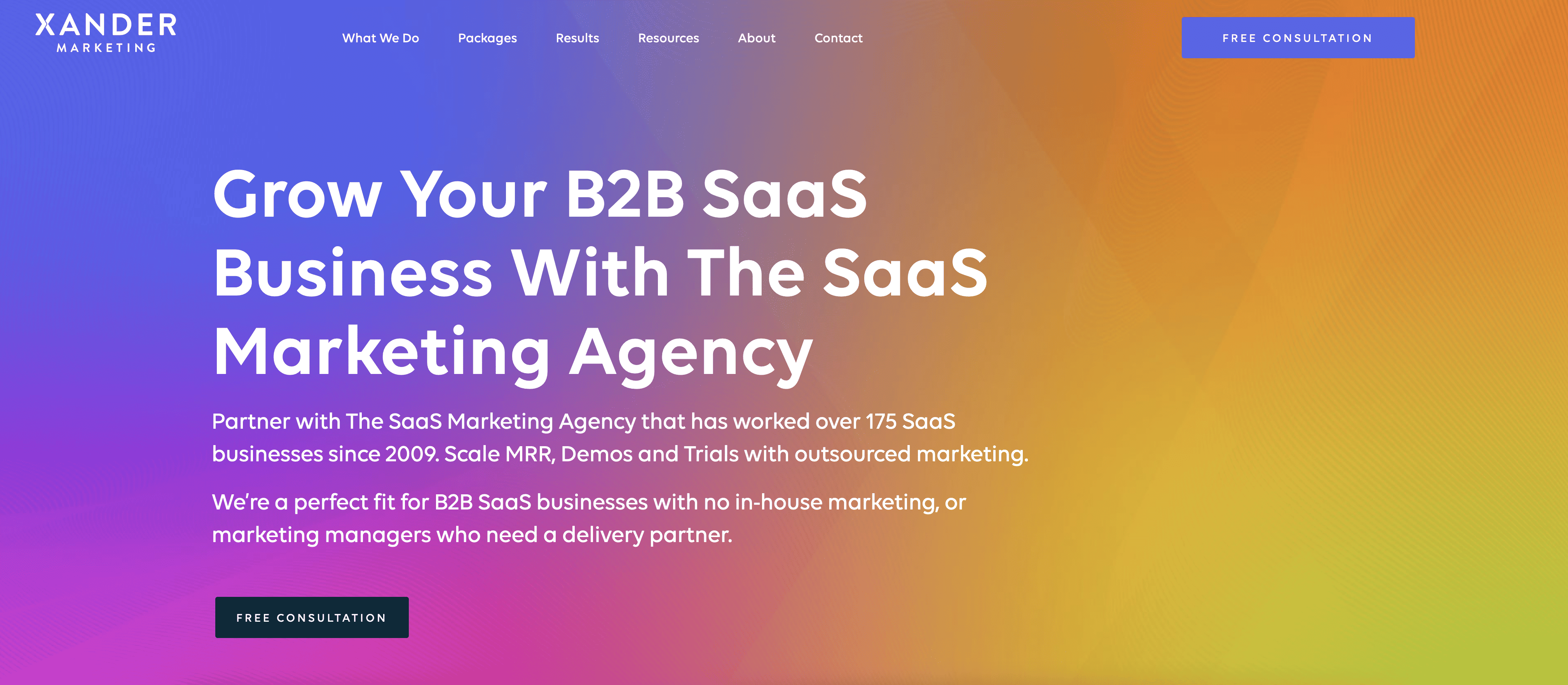 image screenshot of Xander SaaS marketing agency website