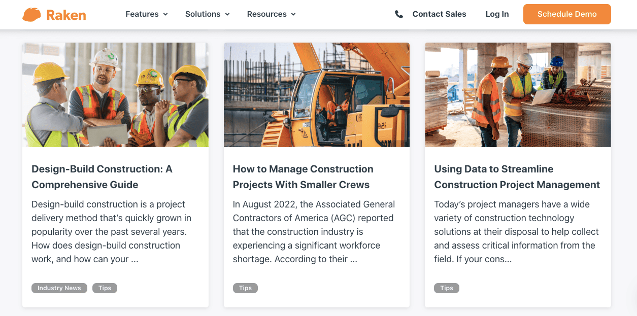 Create a blog for construction company website 