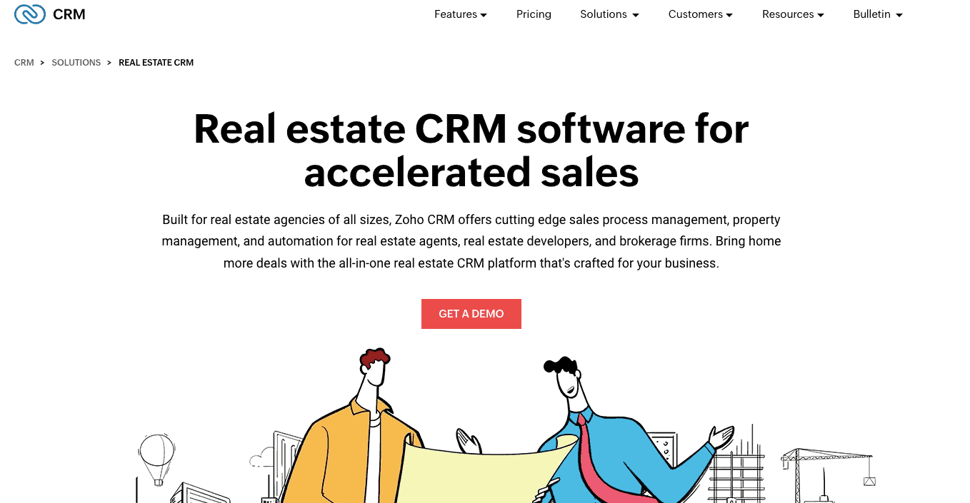 Zoho CRM for real estate web page