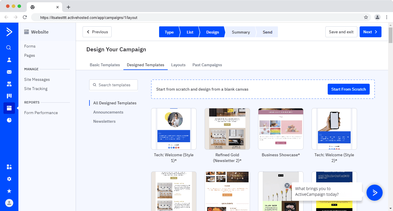 Campaign management in ActiveCampaign