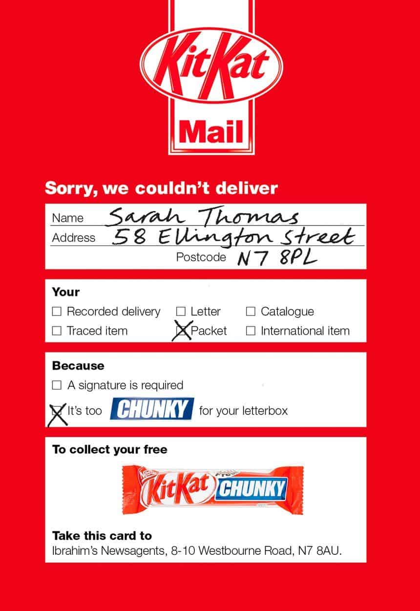 Neste Kit Kat chunky direct mail campaign