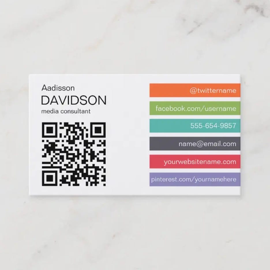Social media business card example