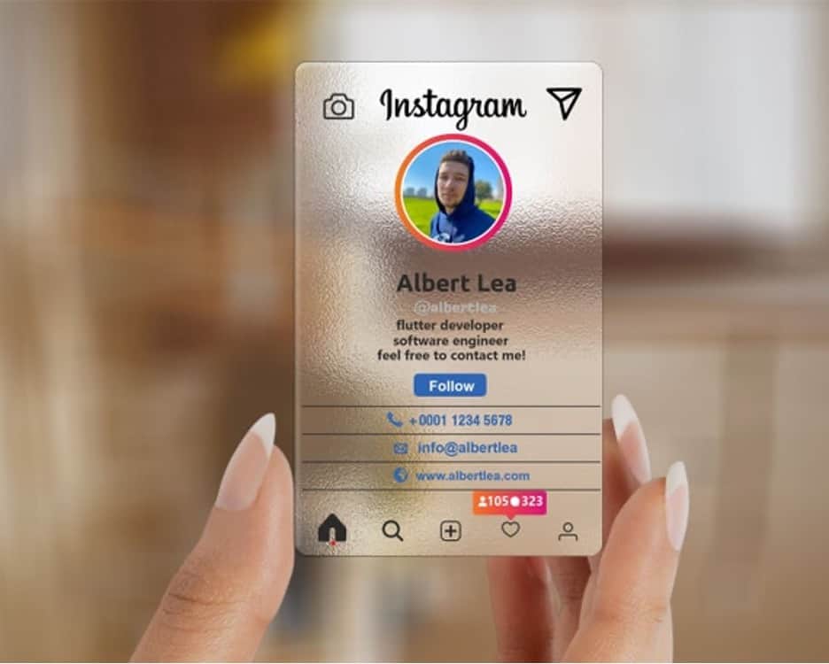 Social media business card example