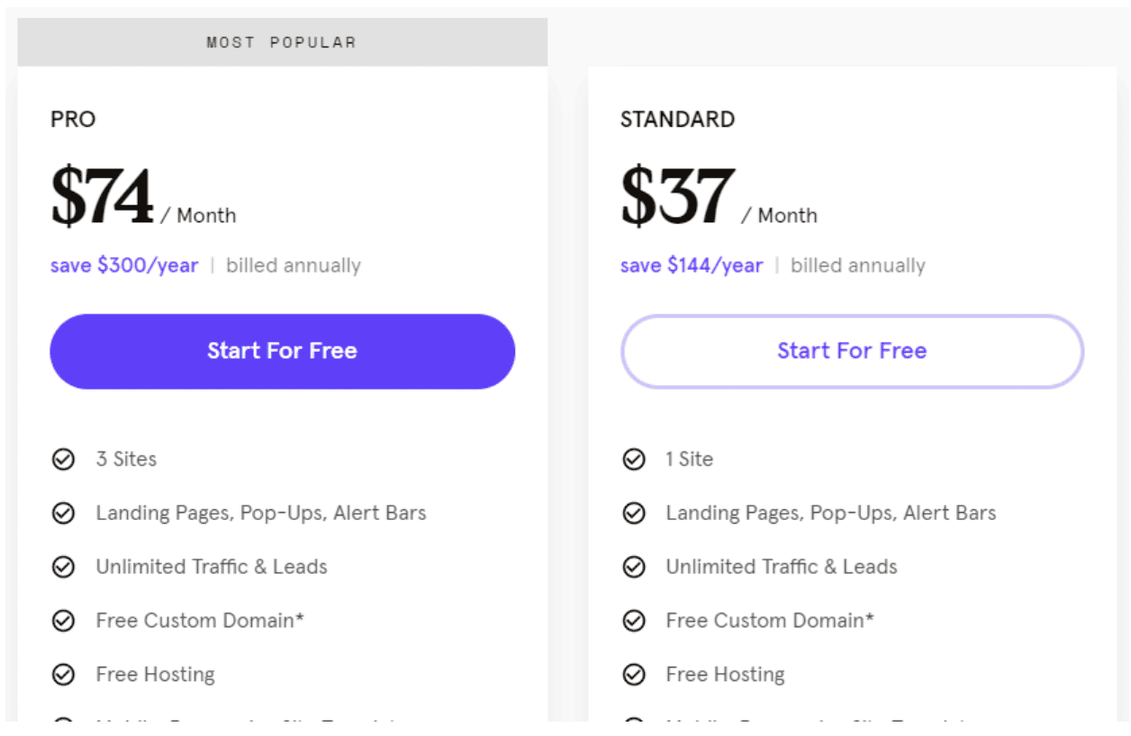 Leadpages vs ConvertKit pricing