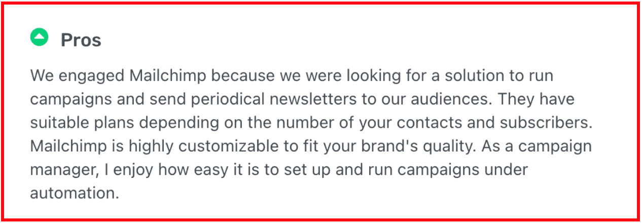Mailchimp's pros