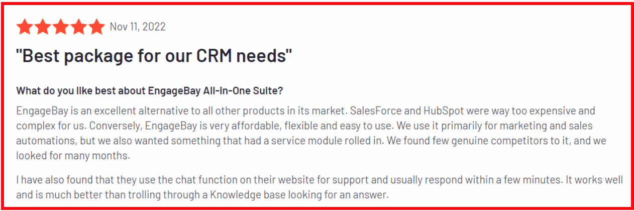 EngageBay pros
