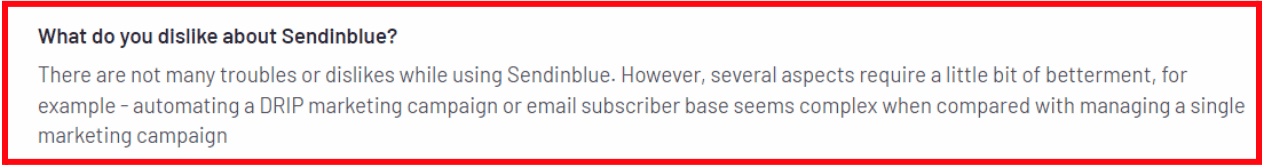 Sendinblue cons