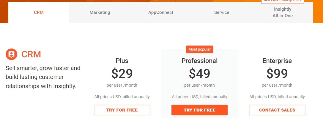 Insightly CRM pricing
