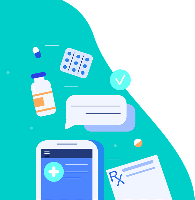 Image depicting online marketing and use of technology in the healthcare industry