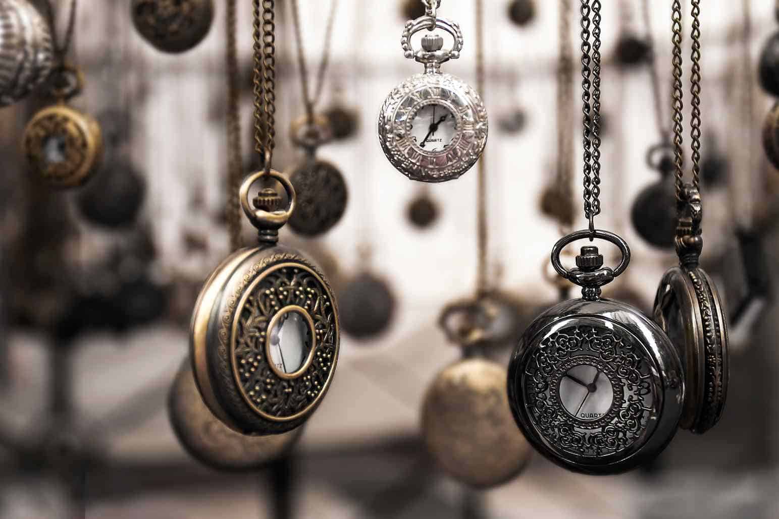 mage depicting antique pocket watch collection