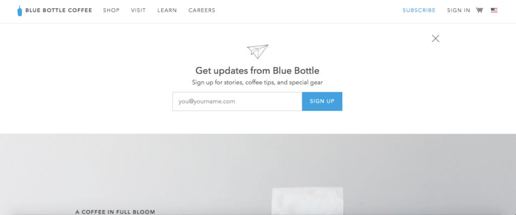 Blue Bottle opt-in example