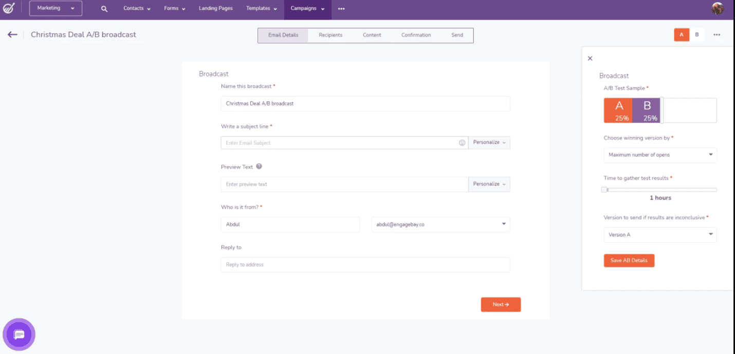 Run A/B tests to boost open rates