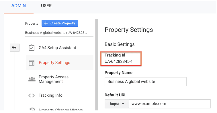 create a tracking ID on Google Analytics