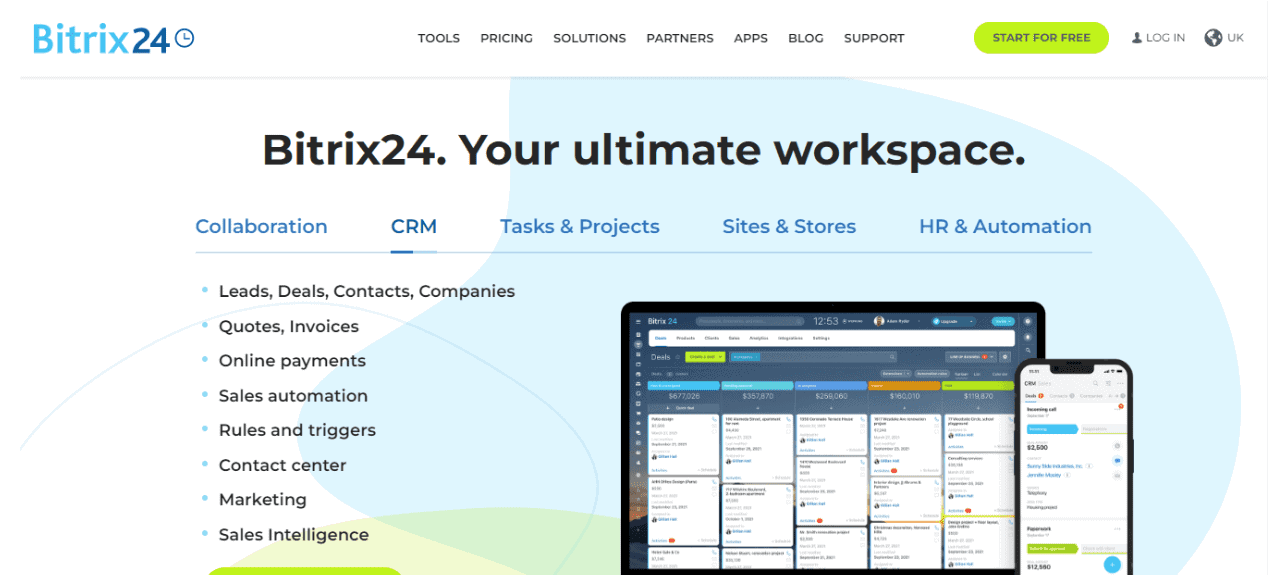 Bitrix24 also offers a CRM solution like Pipedrive