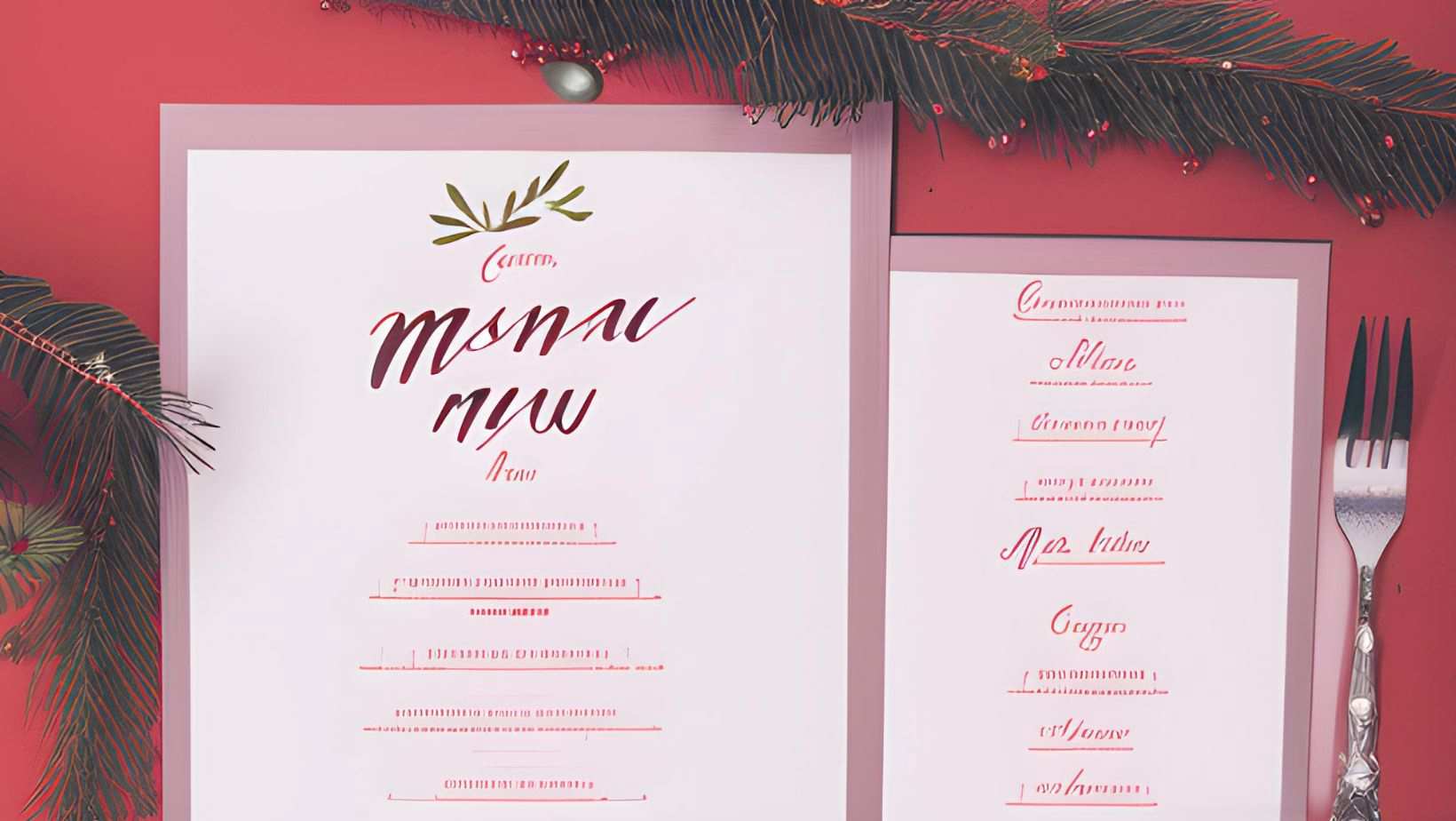 Sample restaurant menu for holiday marketing