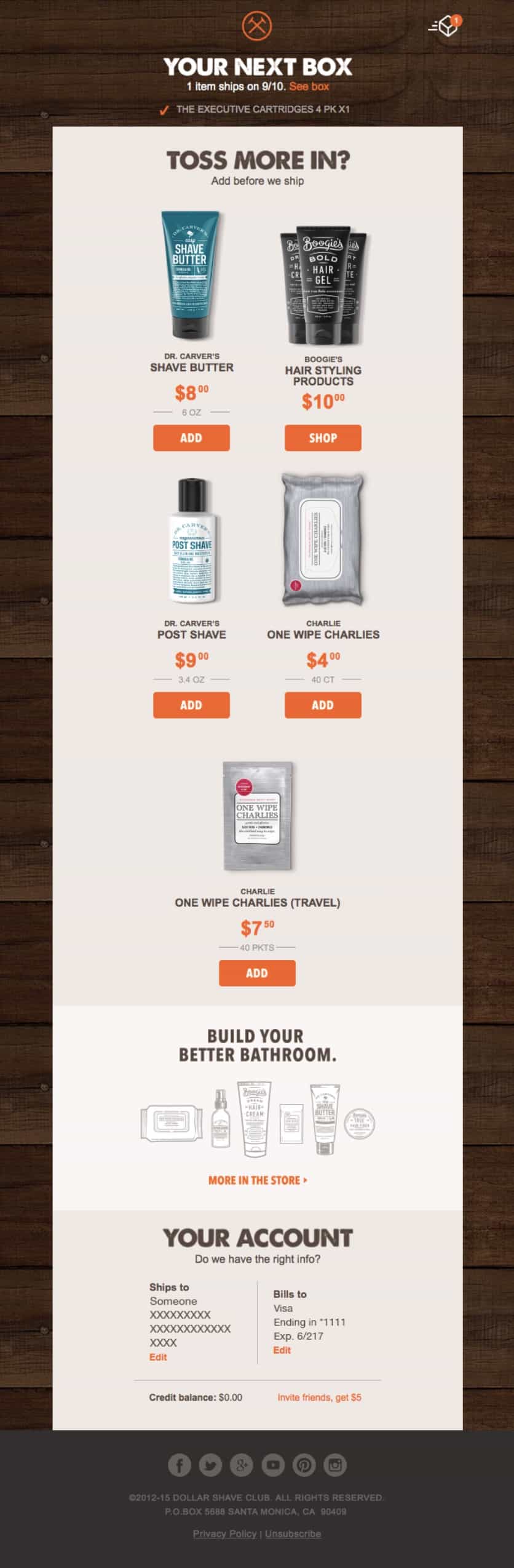 Cross-selling email example