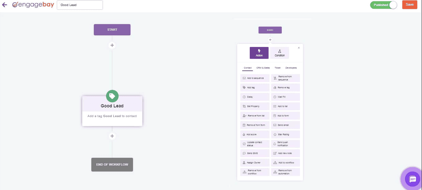 workflow automation EngageBay