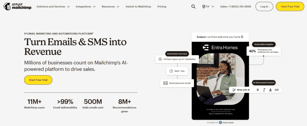 mailchimp homepage screenshot