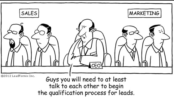 cartoon on communication between sales and marketing