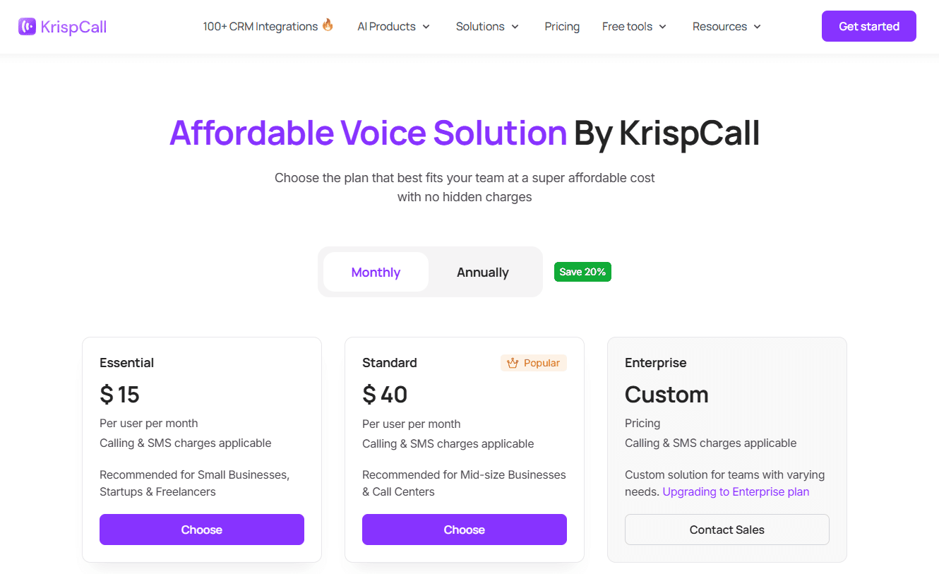 KrispCall-pricing