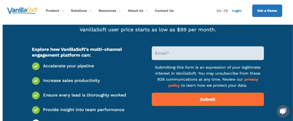 VanillaSoft pricing