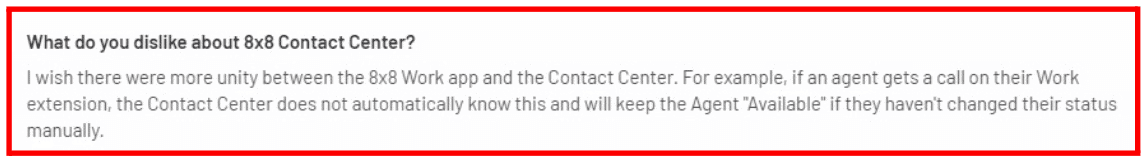 8X8 Virtual Contact Center cons