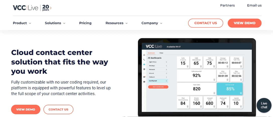 VCC Live, cloud-based virtual call center