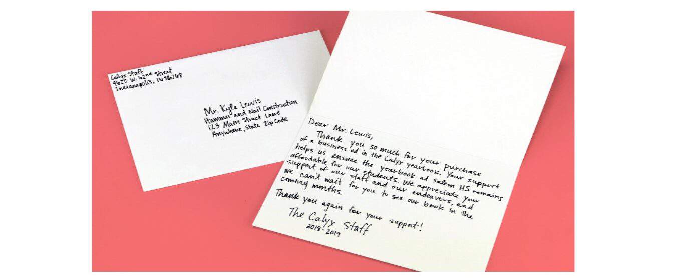 Personalized thank you notes examples by Yearbook