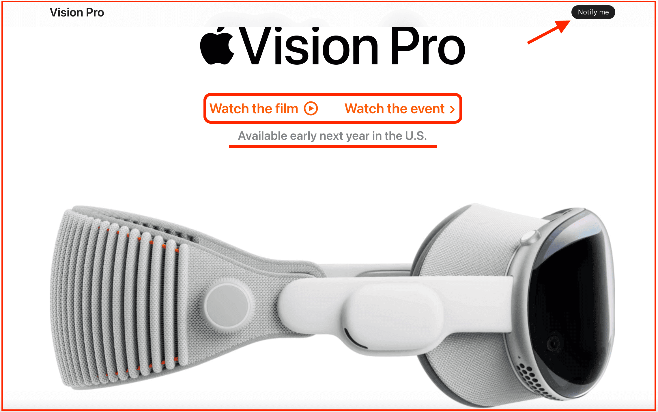 Apple Vision Pro coming soon page example