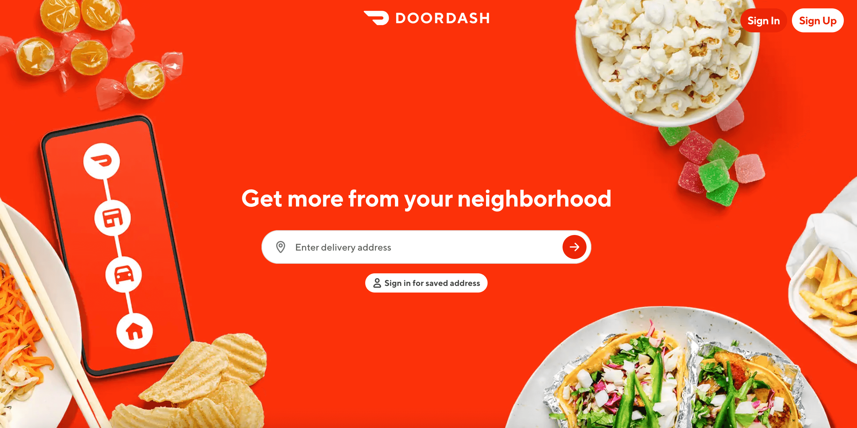 doordash, FAQs on landing page