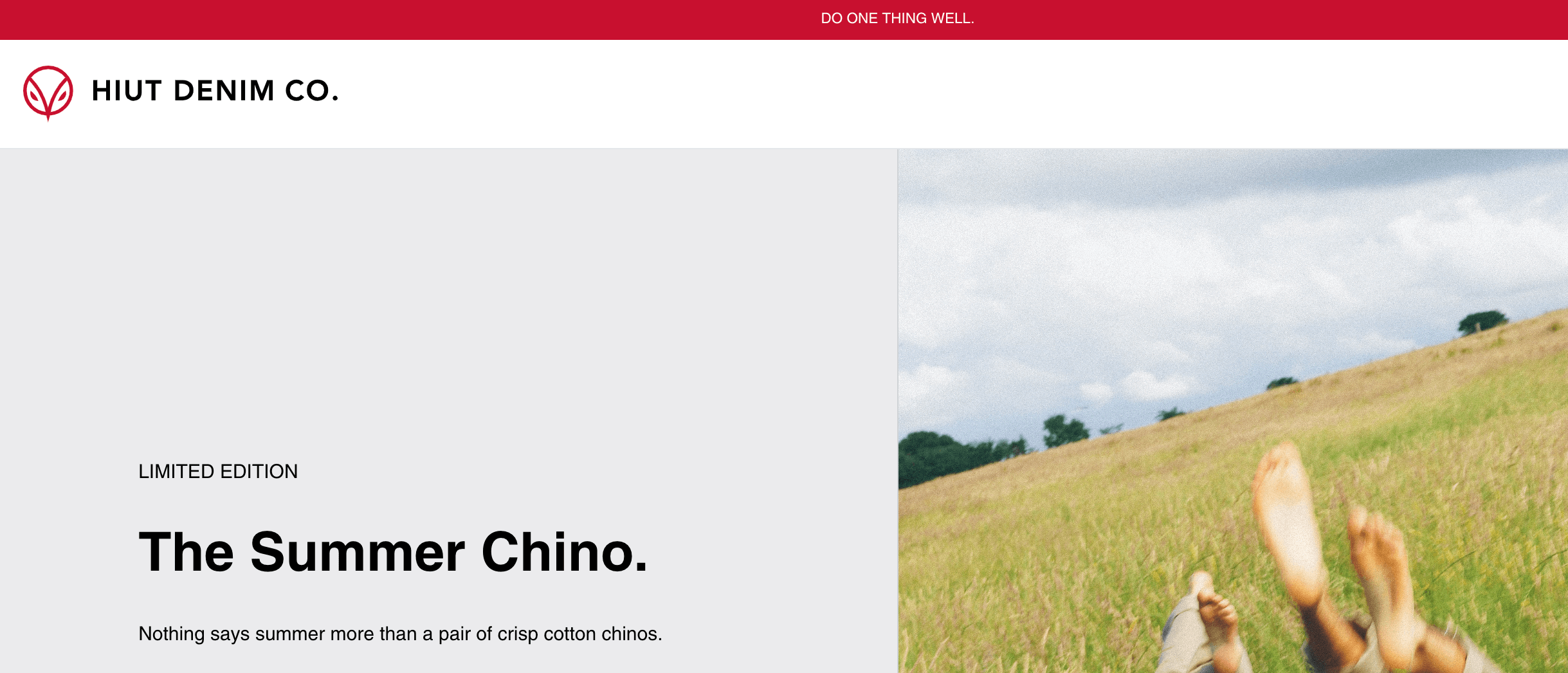 USP example on a landing page by Hiut Denim Co.