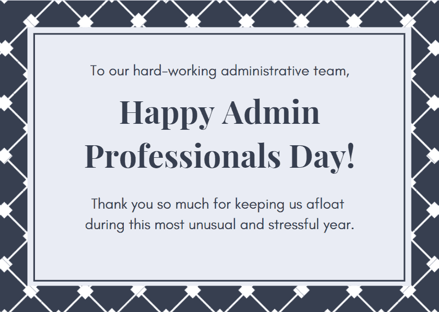 Admin Professionals Day greeting example