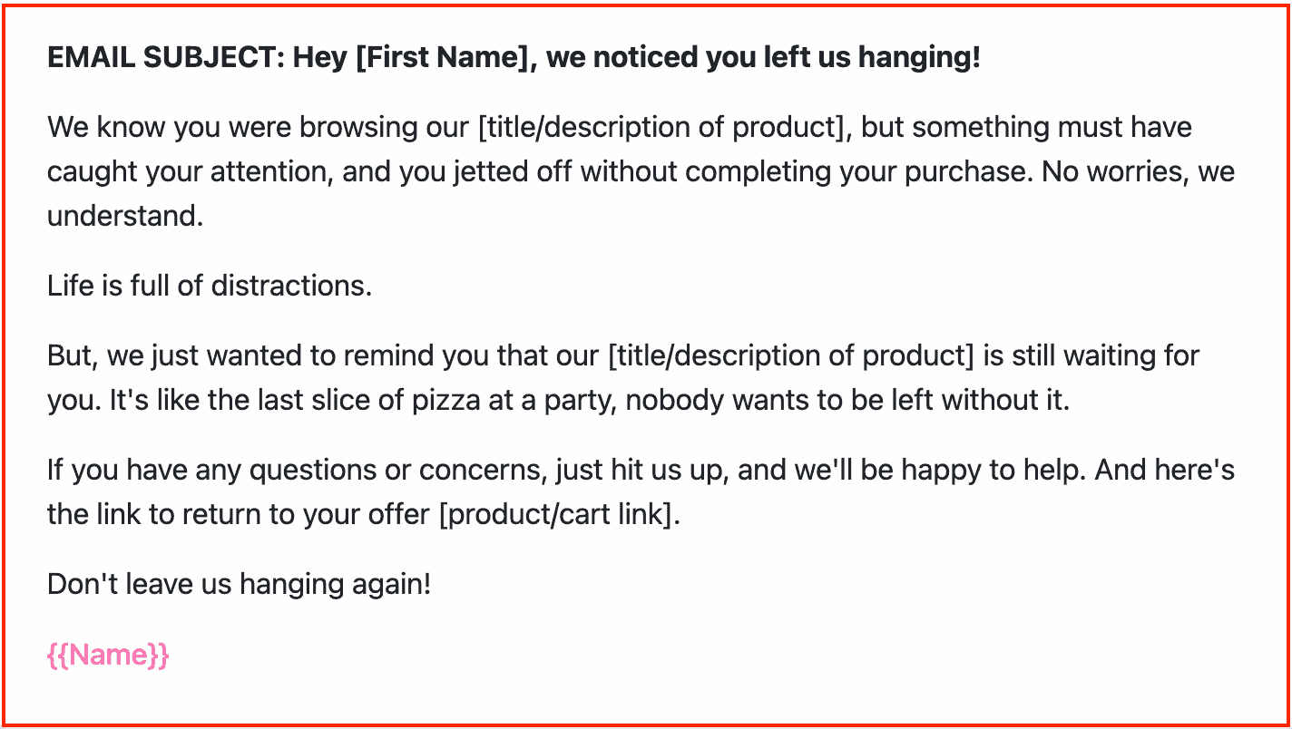 abandoned cart email template by EngageBay