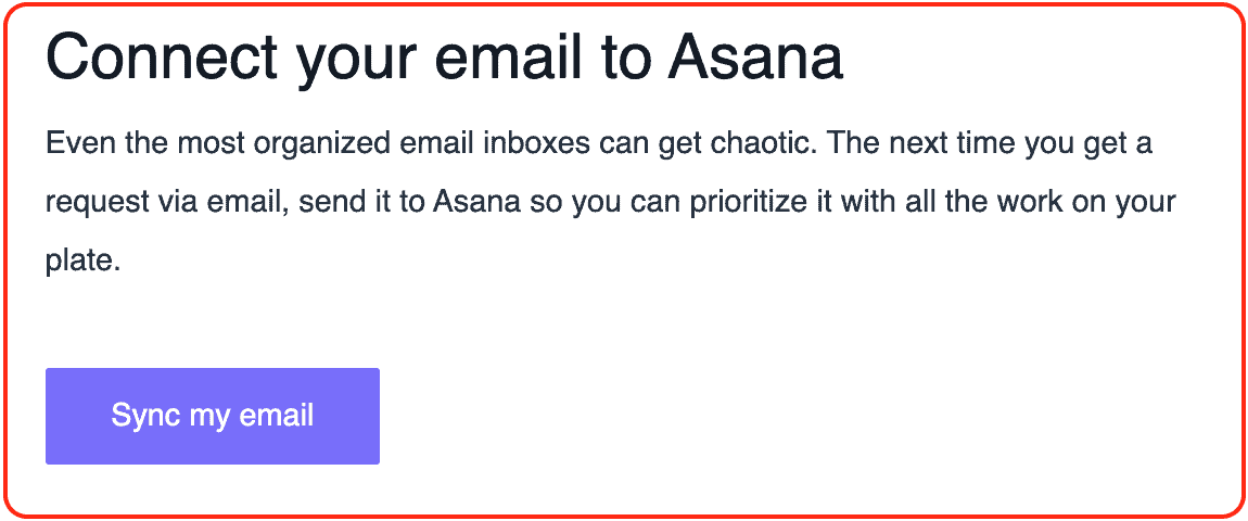 welcome email CTA example from Asana