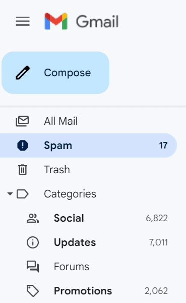 Email categories