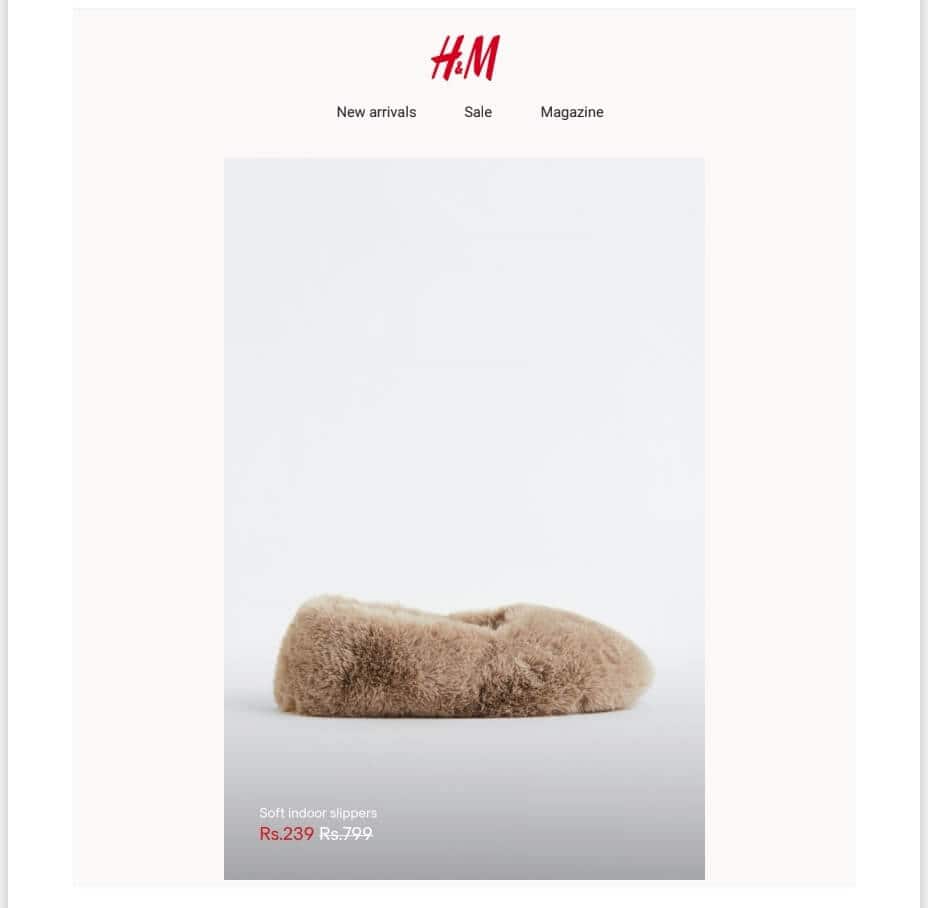 post-purchase email examples - h&M restock email 