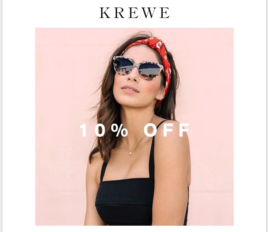 ecommerce welcome email from KREWE fashion brand 