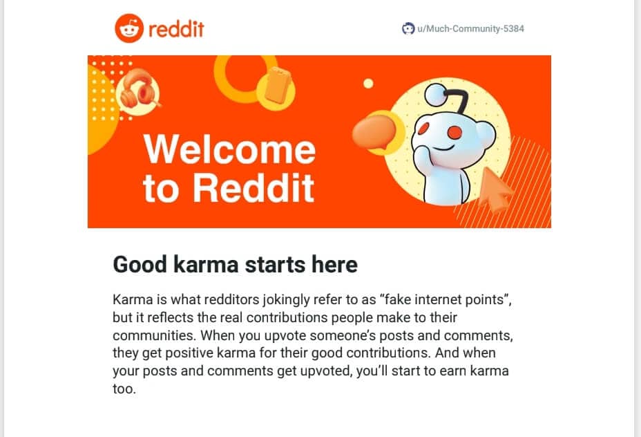 reddit welcome email example