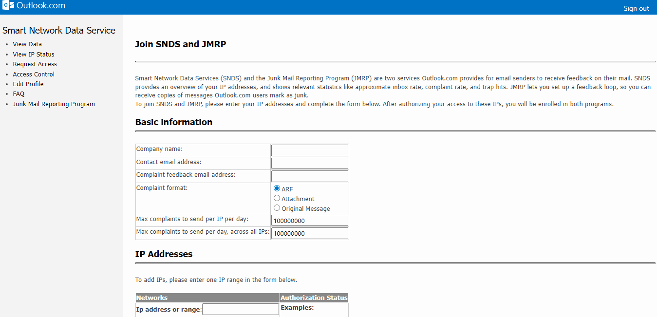 Outlook email feedback loop (FBL)