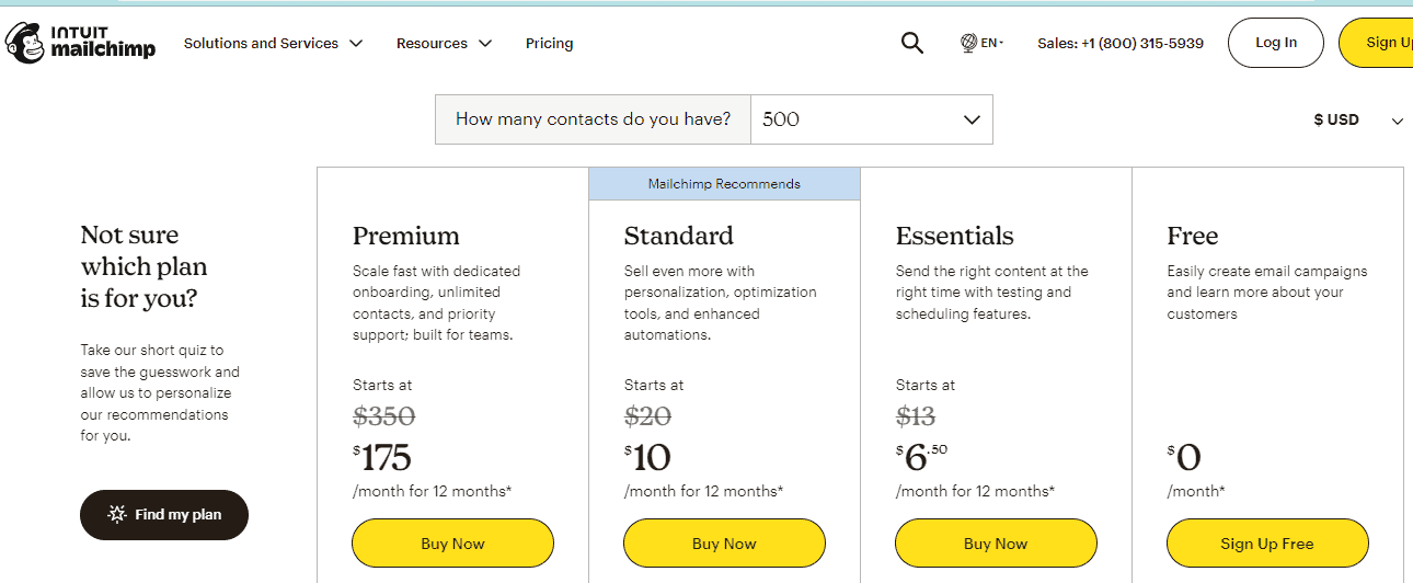 Mailchimp pricing