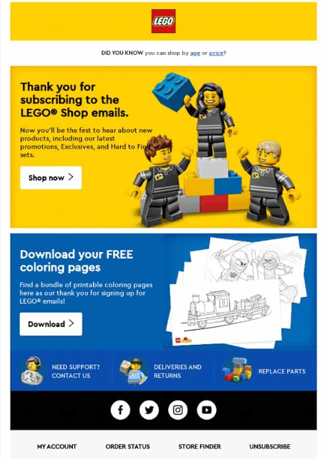 Mobile-friendly email design from Lego
