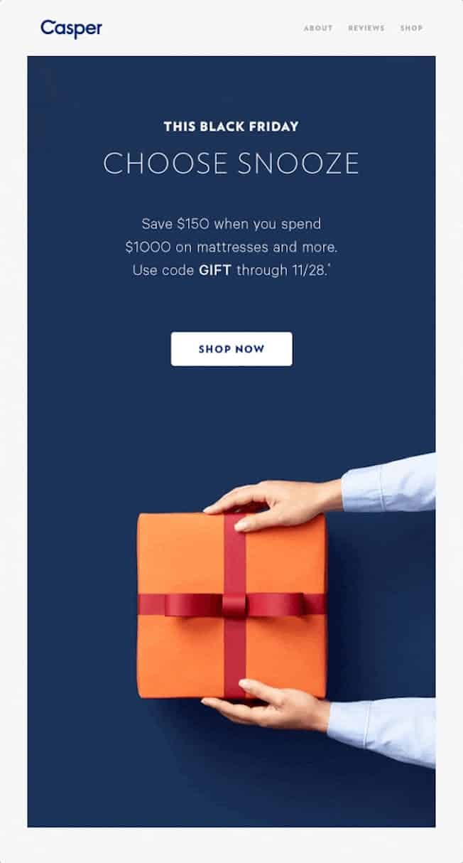 Mobile-friendly email design example from Casper
