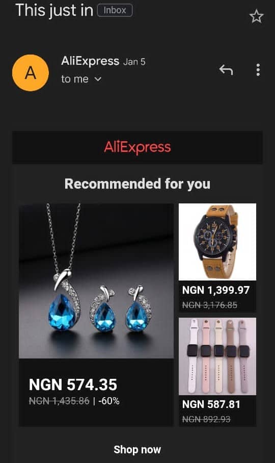 AliExpress drip email campaign 