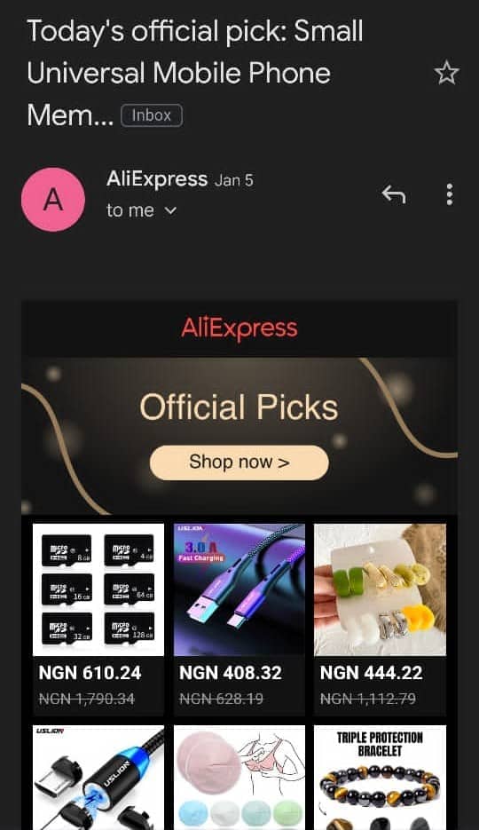 AliExpress win back drip email campaign 2