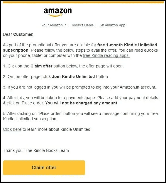 Amazon drip campaign example 